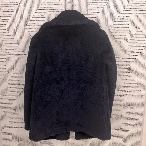 Navy Faux Fur Teddy Coat -pea coat style - Picture 3 of 8